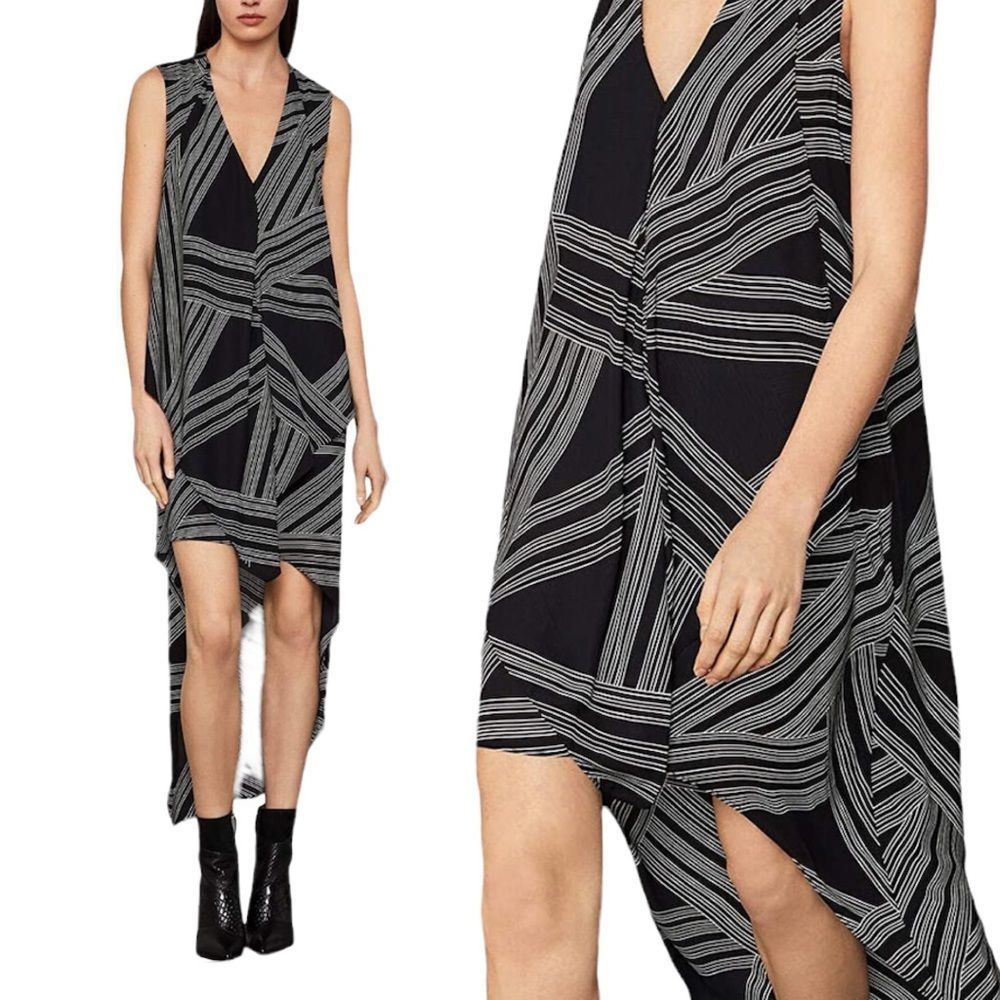 BCBGMaxAzria Black and White High Low Dress